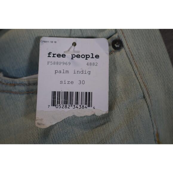 Free People Jeans Womens 30 Light Wash Palm Indig Distressed Denim Straight Leg - Picture 5 of 11
